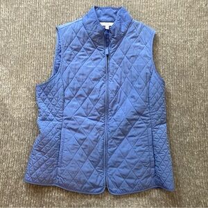 Talbots Petites MP Blue Quilted Vest Lightweight Zip Front Layering Core